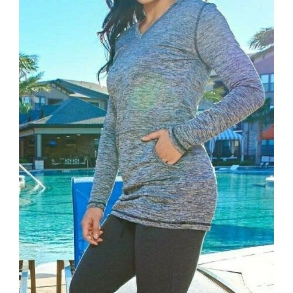 BAW Womens Size Medium Hoodie Dress Black Gray Heather